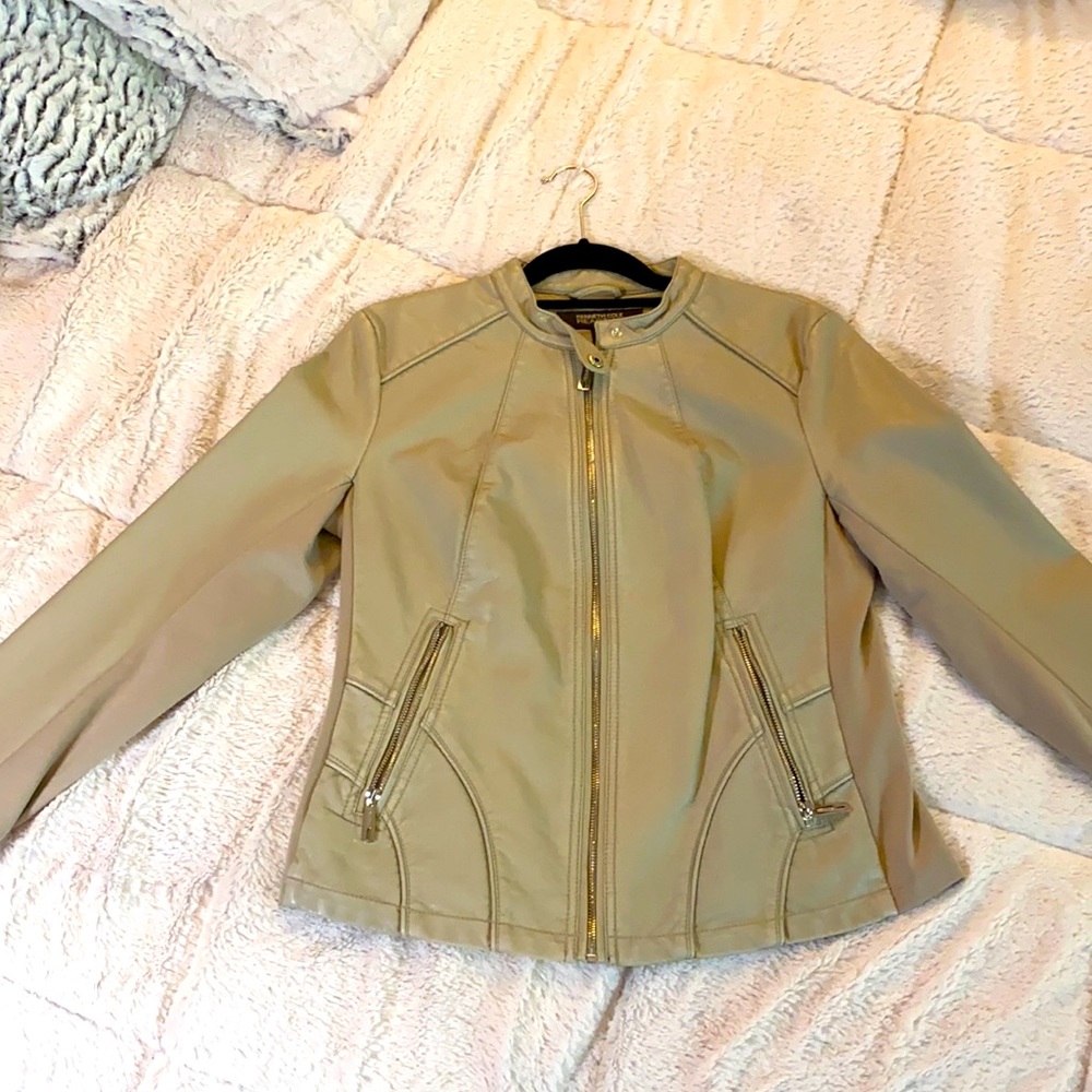 Kenneth Cole Reaction Beige Faux Leather Jacket
